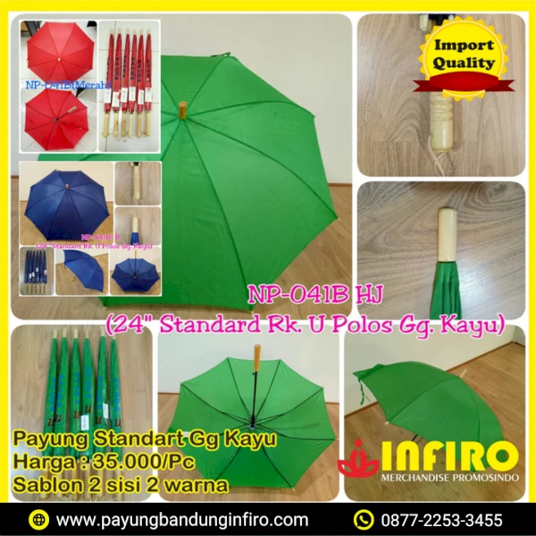 Payung Standar Gagang Kayu Payung custom bandung, Suvenir payung bandung