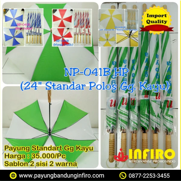 Payung Standar Gagang Kayu Payung custom bandung, Suvenir payung bandung