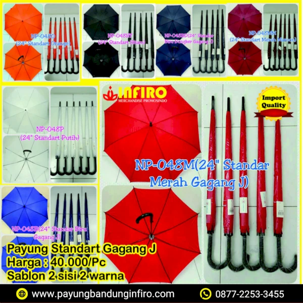 Payung Standard Import Gagang J Payung custom bandung, Suvenir payung bandung